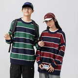 Unisex Sweater Fall Color-Blocking Striped Sweater
