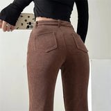 Women Sweatpants Casual Pants Women's Autumn and Winter Retro Bell-Bottom Pants Trousers