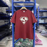 saint m t shirts s.m superman letter graphic crew neck pullover short sleeve t-shirt