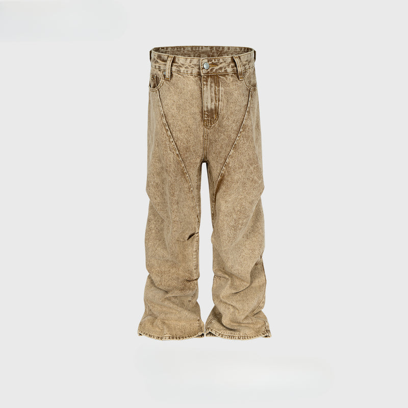MIJKO Men's Vintage Pants MIJKO Jeans Men's and Women's Wide Leg Multi-Size Trousers Tide