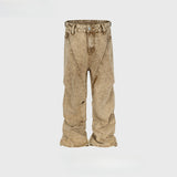 MIJKO Men's Vintage Pants MIJKO Jeans Men's and Women's Wide Leg Multi-Size Trousers Tide
