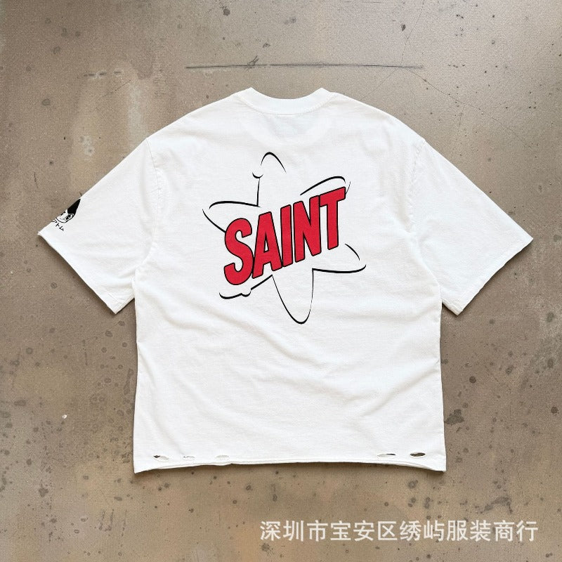 saint m t shirts s.m cartoon series graphic crewneck pullover short sleeve t-shirt