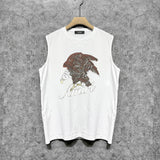 Amiri tank top brown flying eagle print