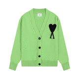 Ami arauneifknittingcardigan big heart high weight v neckfall and winter woolen coat outwear single breasted