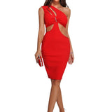 Women Evening Dress Sexy Cutout Slim-Fit Evening Dress Bandage One-Piece Dress
