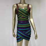 Women Dresses Striped Bandage Dress Banquet Party Dress Skirt (Ont0408)