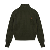 Rl ralph lauren pony half-zip macaron fall/winter wool sweater - couple's casual loose knit turtleneck top