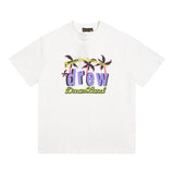 Drew house tshirt r collection d@ew coconut tree letter graphic crew neck pullover short sleeve wholesale single piece