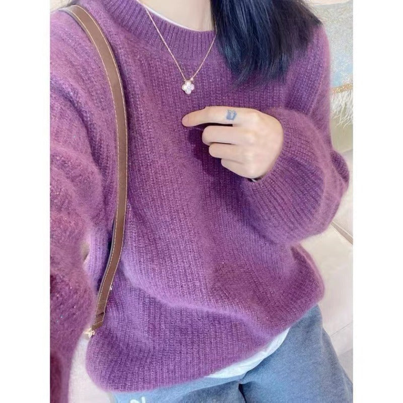 Women Knitwear Autumn and Winter round Neck Fil-Lumiere Knitwear Loose Sweater