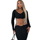 Women Dresses Bandage One-Piece Dress Sexy Long Sleeve Party Dress (Ont0408)