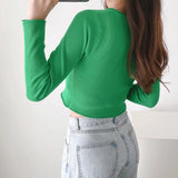 Women Sweater Knitwear Autumn Knitted Cardigan Slim Fit Sexy Short Top