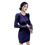 Women Maxi Dress Fall/Winter Puff Sleeve Dress