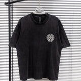Ch hip-hop t shirts summerchretrocasual short-sleeved sanskrit cross horseshoe high street trendyeasiest for match