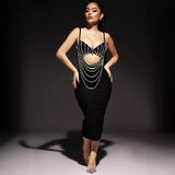 Women Dresses Bandage Dress Sexy Summer Hollow-out Camisole Banquet Party Dress Skirt (Ont0408)
