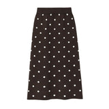 Women Knitted Skirt Autumn and Winter Knitted Black and White Sheath Long Skirt