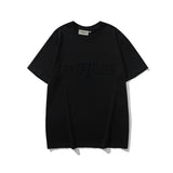 Hip-hop t-shirts: american high street style, short-sleeve, letter ess embossed, relaxed fit, crew neck tee