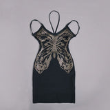 Women Evening Dress Butterfly Slim Mini Bandage Dress