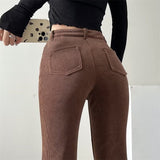 Women Sweatpants Casual Pants Women's Autumn and Winter Retro Bell-Bottom Pants Trousers