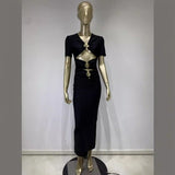 Women Dresses Bandage One-Piece Dress Sexy Short Sleeve Party Formal Dress (Ont0408)