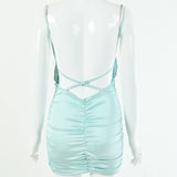 Women Dresses Sexy Suspenders Backless Sheath Dress (Bla0420)