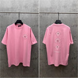 Ch hip-hop t shirts spring and summer ch short-sleeved sanskrit cross logo embroideramerican trendy loosecasualeasiest for match