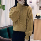 Women Knitted Pullover Autumn and Winter Turtleneck Sweater Retro Loose Sweater