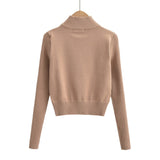 Women Sweater Knitwear Turtleneck Zipper Knitted Cardigan Coat Sweater