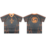 American badge number retro rugby jersey color block mesh breathable v neck short sleeve trendy t