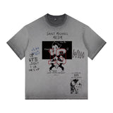Customizable saintmichaelmedm astro boy graffiti short sleeve t-shirt - washed, distressed, heavyweight, oversized american style