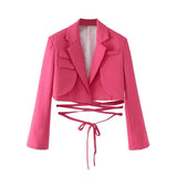Women Suits Spring and Autumn Suit Sexy Long Sleeve Slim Fit Midriff-Baring Bandage Small Top