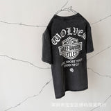 saint m t shirts s.m harley wolf head graphic crew neck pullover short sleeve t-shirt