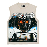 Hip-hop t shirts american high street rock street skull racing west coast rap vest vest sleeveless t-shirt undershirt