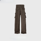 MIJKO Men's Vintage Pants MIJKO Men's Pocket Pants Straight Casual Pants