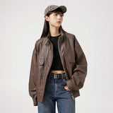 Unisex Hoodie Autumn Vintage Leather Jacket