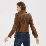 Women Leather Jacket Autumn Tassel Motorcycle Pu Leather Jacket Leather Coat Women's Short Coat