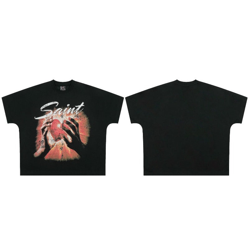saint m t shirts s.m. palm heart graphic crew neck short sleeve t-shirt