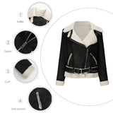 Red Leather Jacket Fall/Winter Suede Fabric Jacket Turn-down Collar Coat