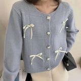 Women Knitwear Autumn Bowknot round Neck Sweater Loose Knitted Cardigan