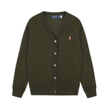Macaron-colored little marafon rl knit cardigan - couple's v-neck wool top, relaxed fit outerwear for autumn and winter