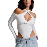 Women Jumpsuit Spring and Summer Long Sleeves Cross Hollow Sexy Jumpsuit
