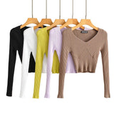 Women Sweater Knitwear Autumn Leisure V-neck Slim Fit Sweater Sweater