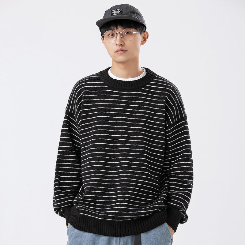 Unisex Sweater Winter Striped Loose Sweater