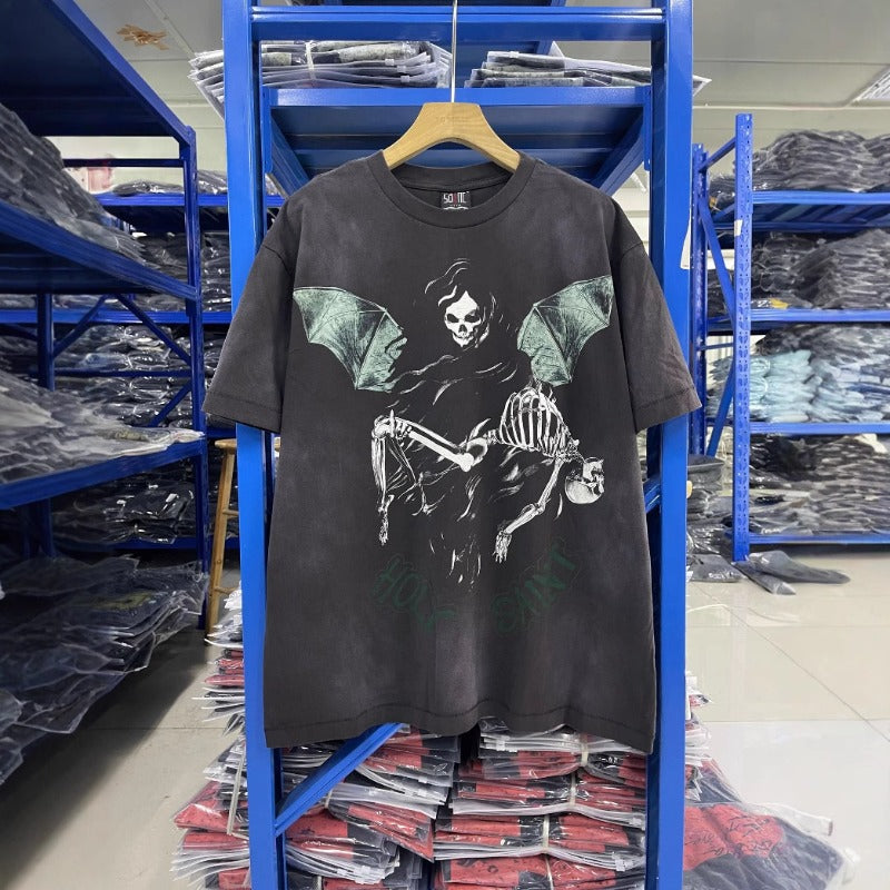 saint m t shirts s.m. evil bat graphic crewneck pullover short sleeve t-shirt