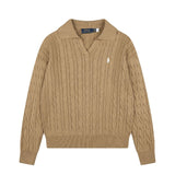 Polo collar rl ralph pony couple casualloose macaron pullovertopsknittingfall and winter woolen clothes
