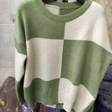 Women Knitted Pullover Winter Loose Retro Knitted Top