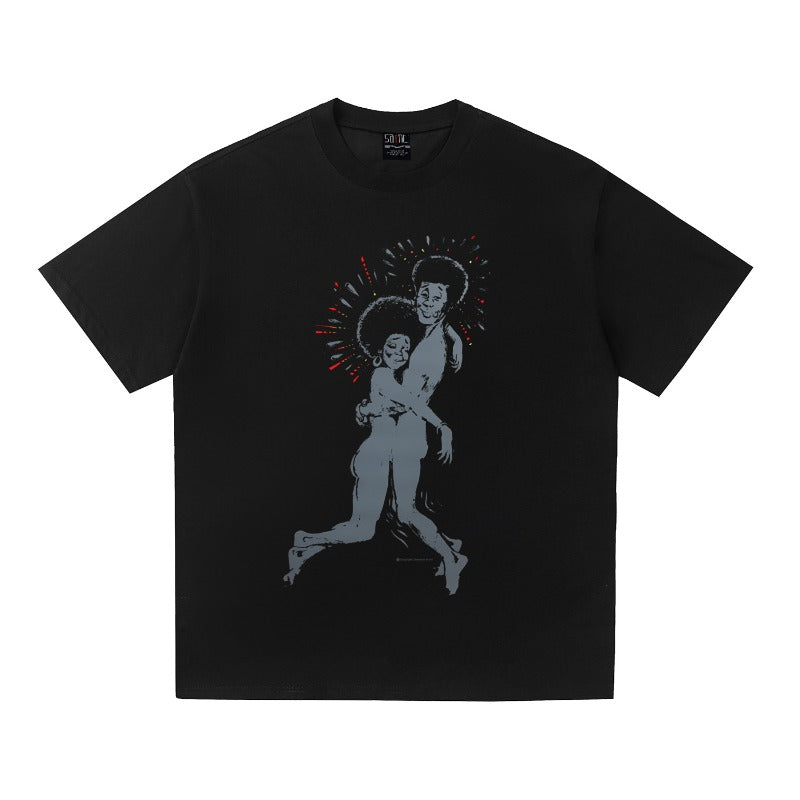 saint m t shirts s.m cartoon character graphic crew neck pullover short sleeve t-shirt