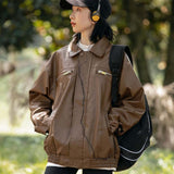 Unisex Shirts Fall Multi-Pocket Leather Coat