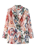 Women Suits Autumn and Winter Long-Sleeved Double-Breasted Printed Blazer