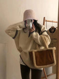 Women Knitted Pullover Loose Hooded Half Zipper Knitwear Autumn and Winter Sweater