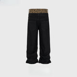 MIJKO Men's Vintage Pants MIJKO Splicing Straight Jeans Men's and Women's Trousers